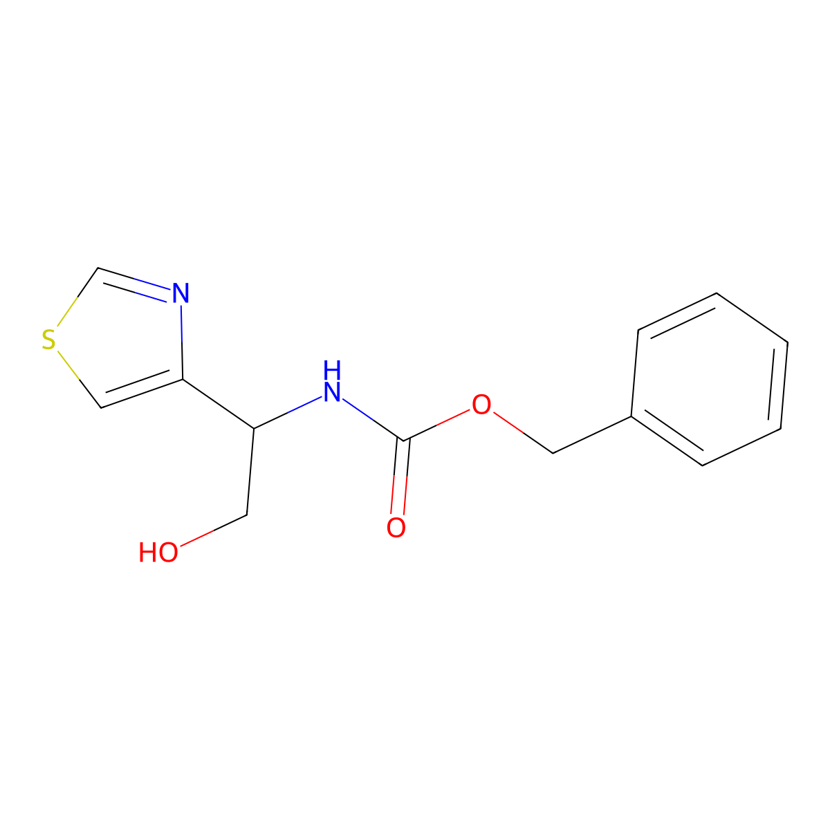 benzyl N-[2-hydroxy-1-(1,3-thiazol-4-yl)ethyl]carbamate molecular structure, CAS 2680808-21-1
