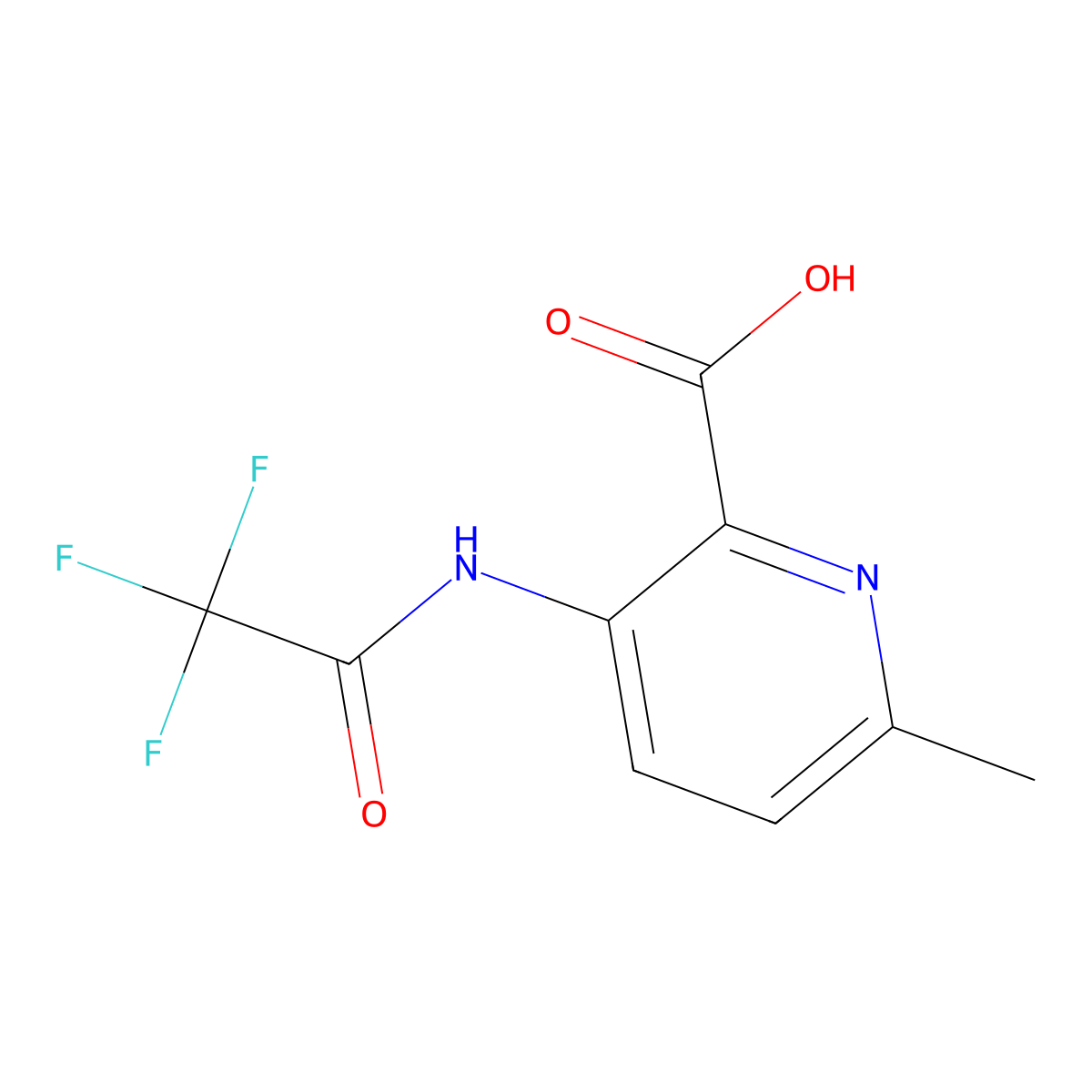 6-Methyl-3-(2,2,2-trifluoroacetamido)pyridine-2-carboxylic acid molecular structure, CAS 2680808-31-3