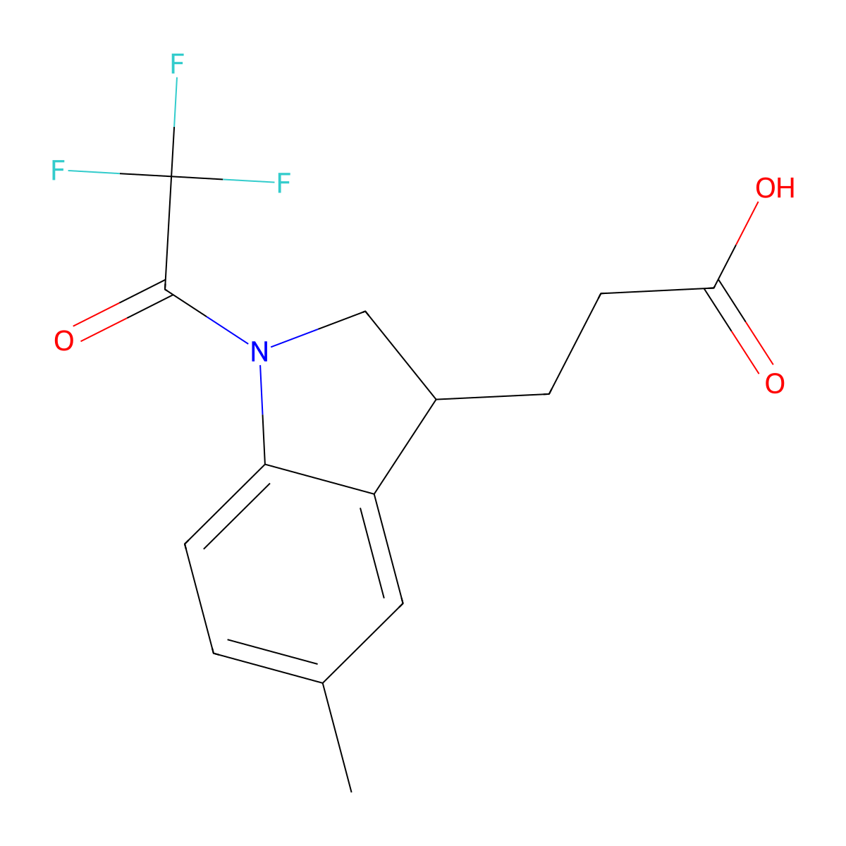 3-[5-methyl-1-(2,2,2-trifluoroacetyl)-2,3-dihydro-1H-indol-3-yl]propanoic acid molecular structure, CAS 2680808-36-8