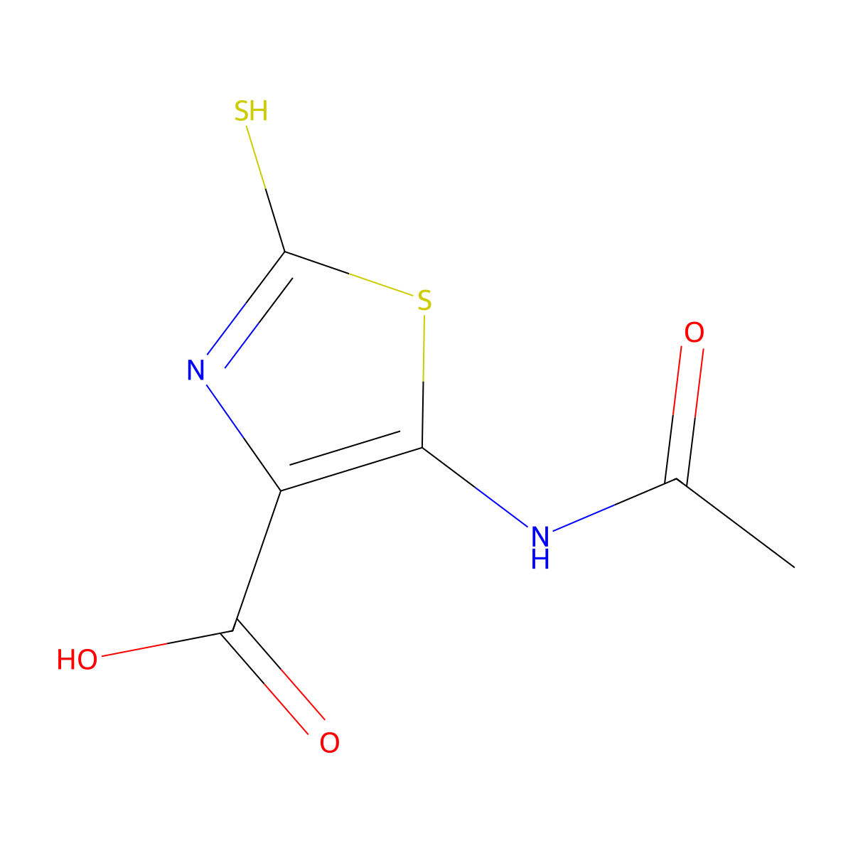 5-Acetamido-2-sulfanyl-1,3-thiazole-4-carboxylic acid molecular structure, CAS 2680808-39-1