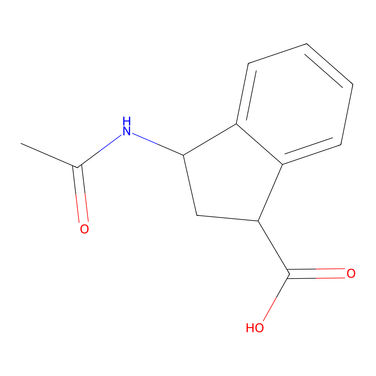 3-acetamido-2,3-dihydro-1H-indene-1-carboxylic acid molecular structure, CAS 2680808-53-9
