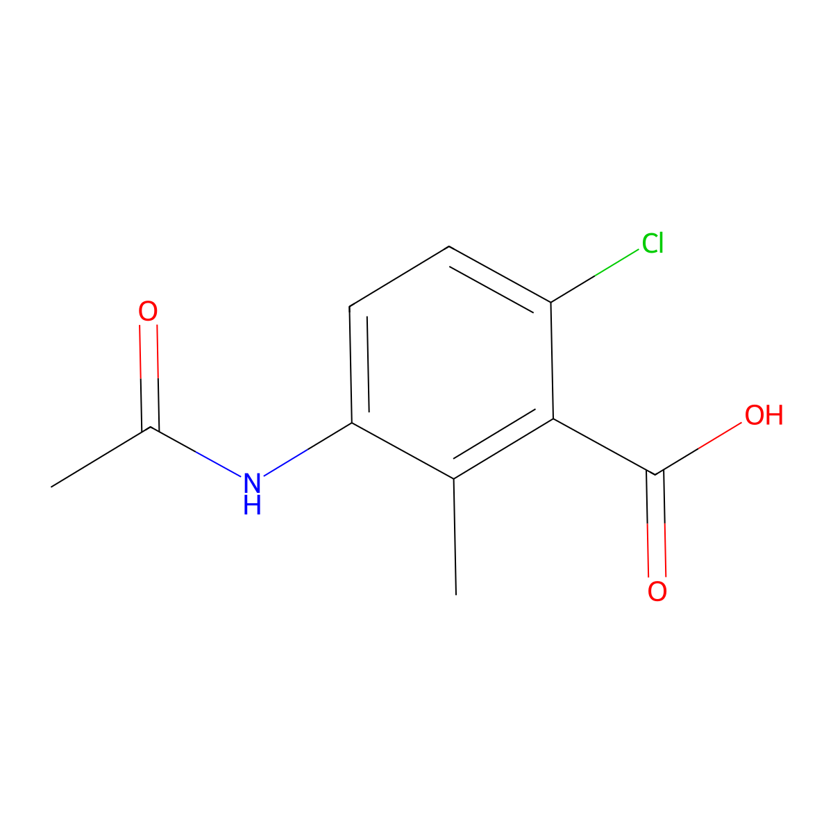 6-Chloro-3-acetamido-2-methylbenzoic acid molecular structure, CAS 2680808-64-2