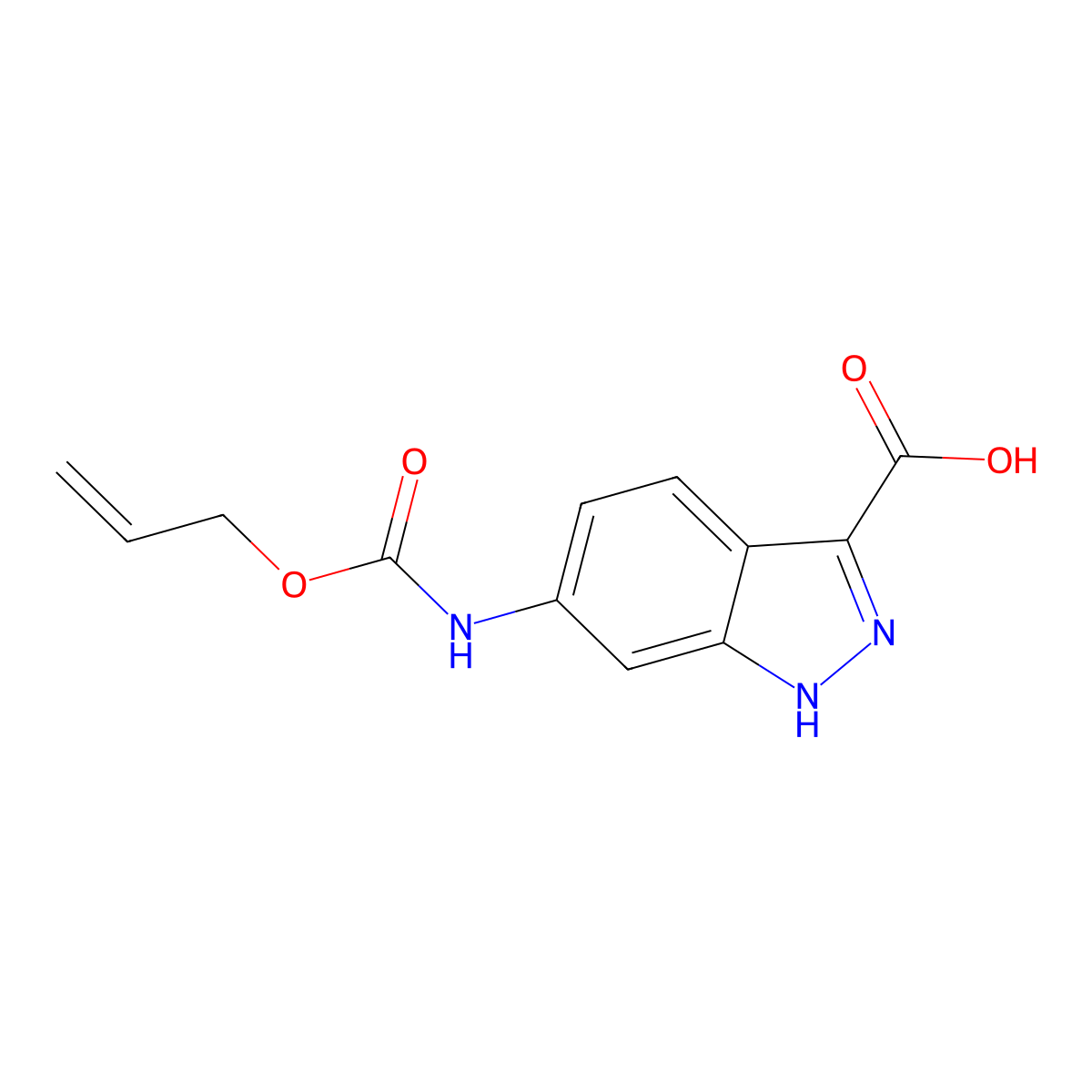 6-{[(prop-2-en-1-yloxy)carbonyl]amino}-1H-indazole-3-carboxylic acid molecular structure, CAS 2680808-68-6