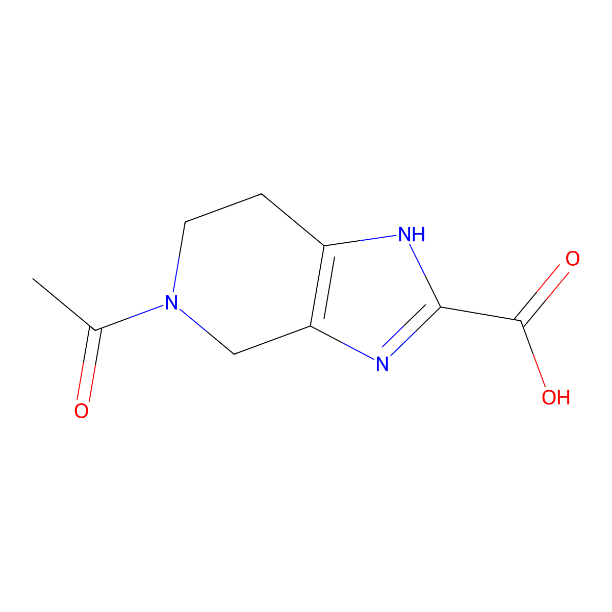 5-acetyl-1H,4H,5H,6H,7H-imidazo[4,5-c]pyridine-2-carboxylic acid molecular structure, CAS 2680808-69-7