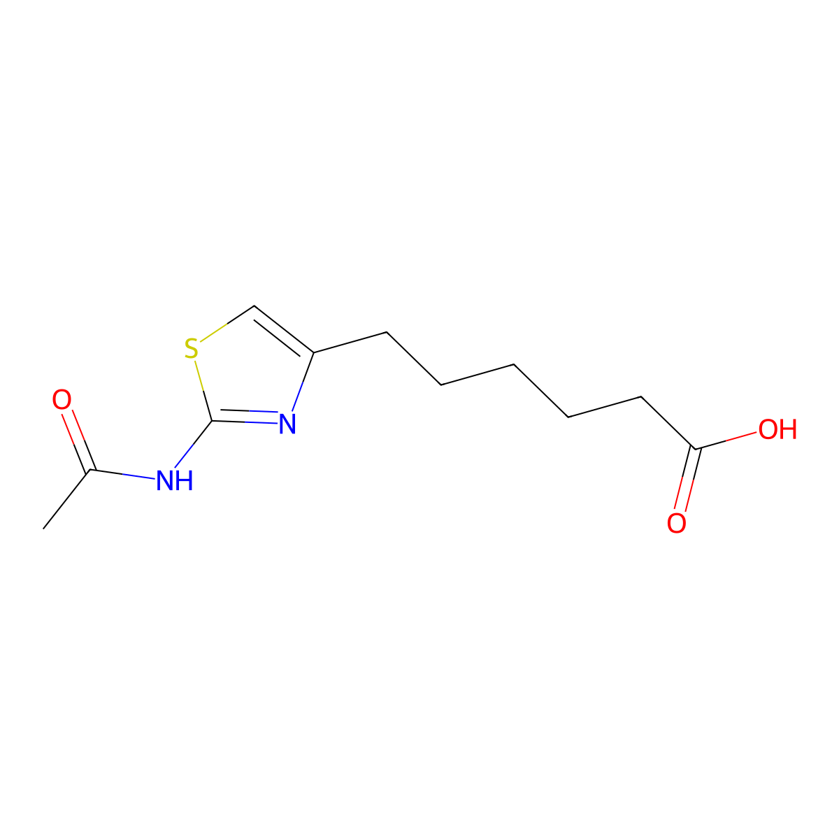 6-(2-Acetamido-1,3-thiazol-4-yl)hexanoic acid molecular structure, CAS 2680808-72-2