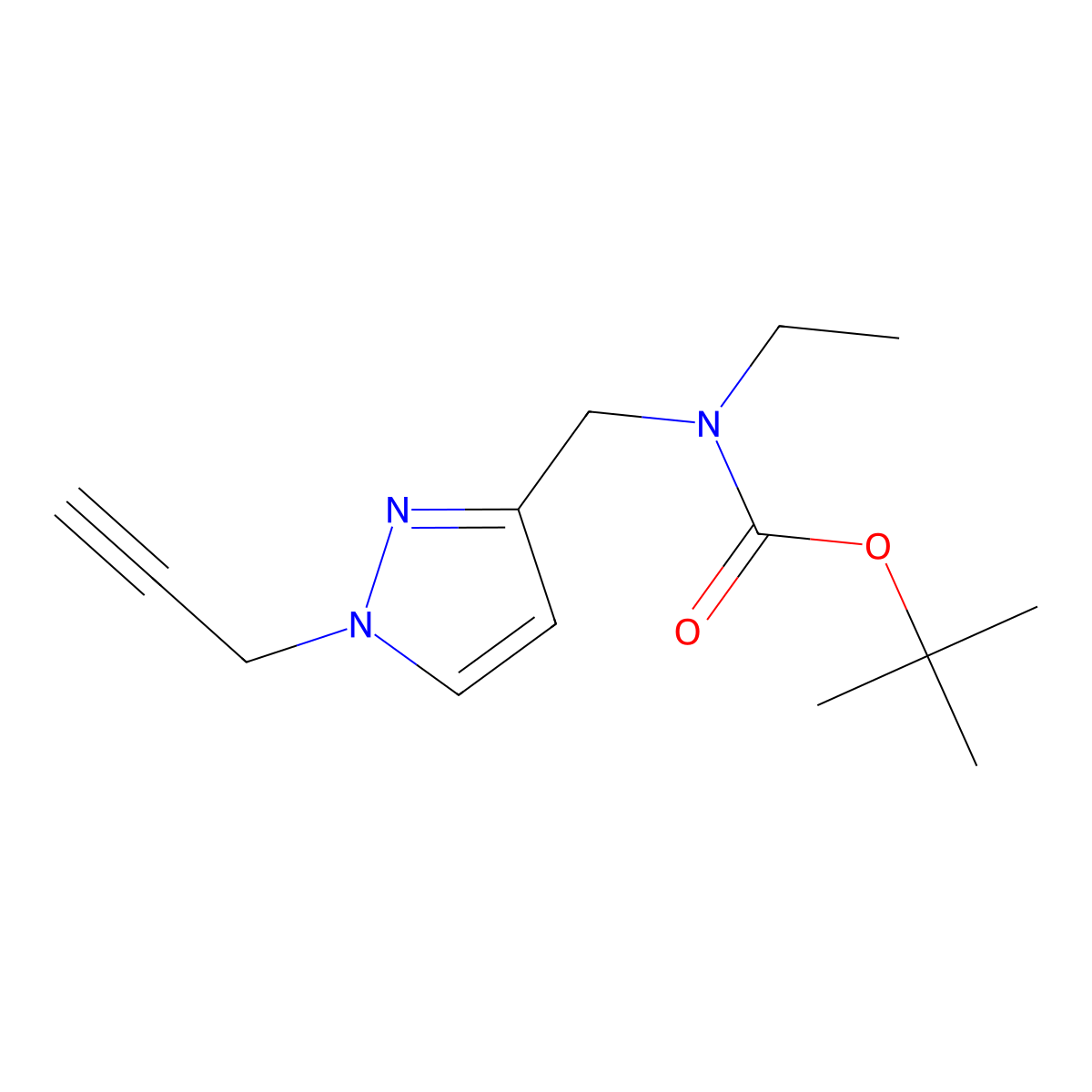 tert-butyl N-ethyl-N-{[1-(prop-2-yn-1-yl)-1H-pyrazol-3-yl]methyl}carbamate molecular structure, CAS 2680808-75-5