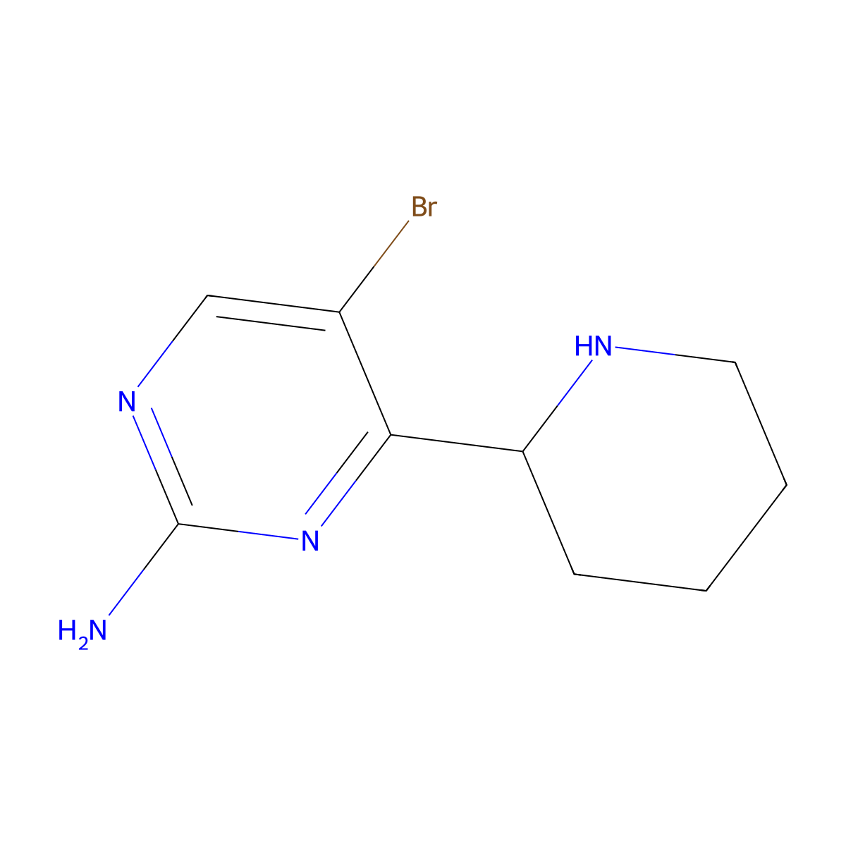 5-Bromo-4-(piperidin-2-yl)pyrimidin-2-amine molecular structure, CAS 2680808-80-2