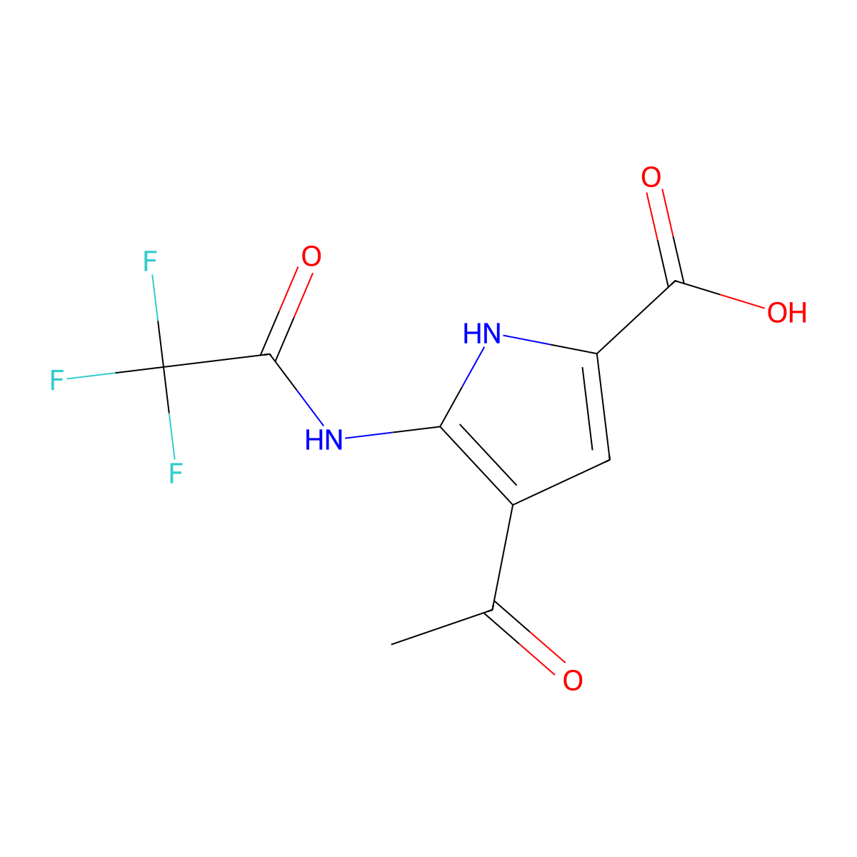 4-acetyl-5-(2,2,2-trifluoroacetamido)-1H-pyrrole-2-carboxylic acid molecular structure, CAS 2680808-81-3