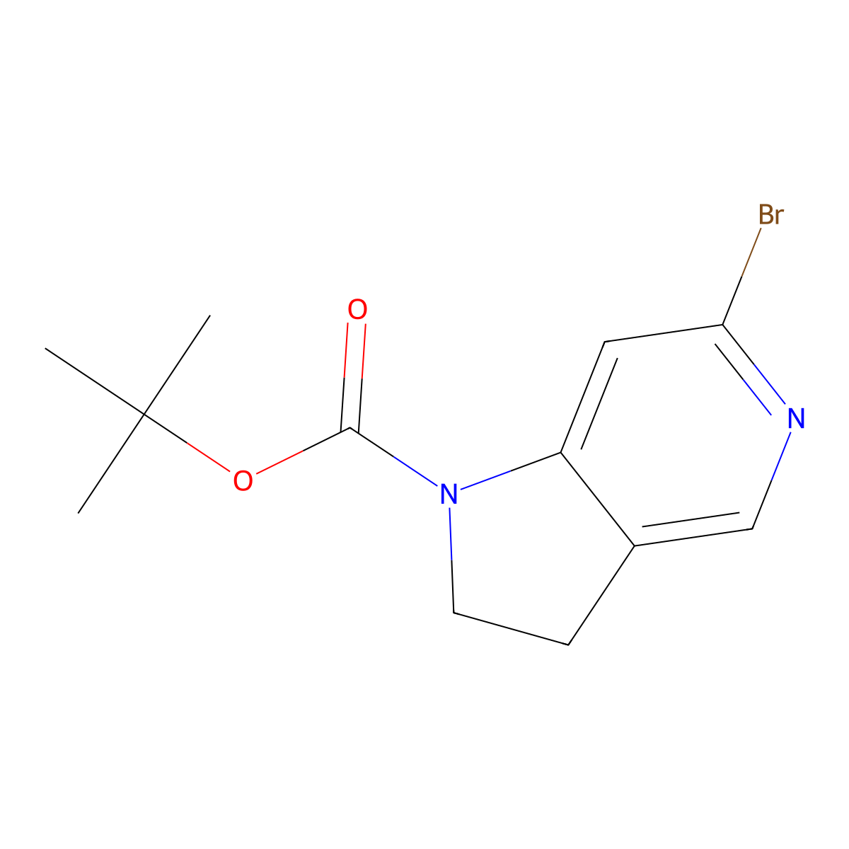tert-butyl 6-bromo-1H,2H,3H-pyrrolo[3,2-c]pyridine-1-carboxylate molecular structure, CAS 2680808-94-8