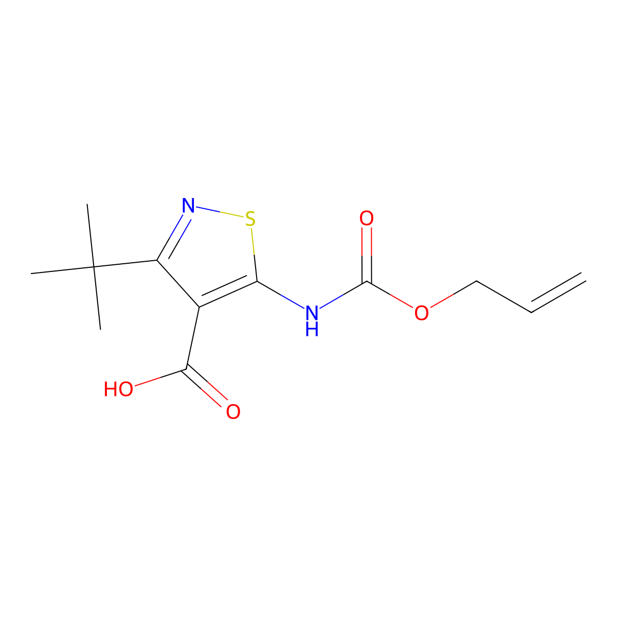 3-Tert-butyl-5-{[(prop-2-en-1-yloxy)carbonyl]amino}-1,2-thiazole-4-carboxylic acid molecular structure, CAS 2680808-99-3