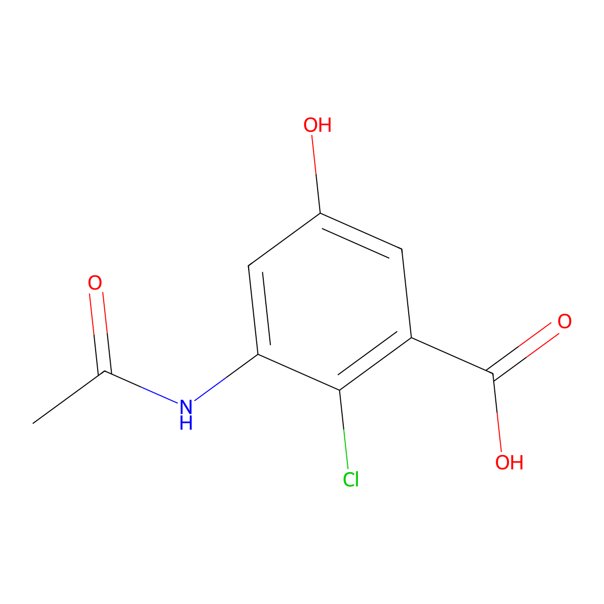 2-Chloro-3-acetamido-5-hydroxybenzoic acid molecular structure, CAS 2680809-09-8