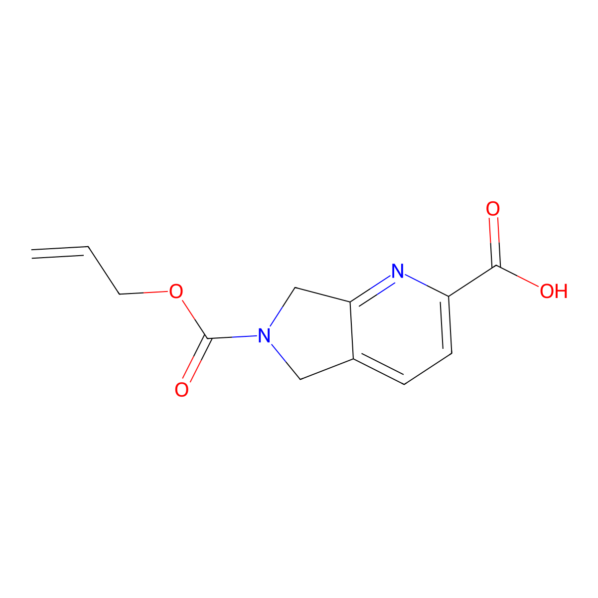 6-[(prop-2-en-1-yloxy)carbonyl]-5H,6H,7H-pyrrolo[3,4-b]pyridine-2-carboxylic acid molecular structure, CAS 2680809-25-8
