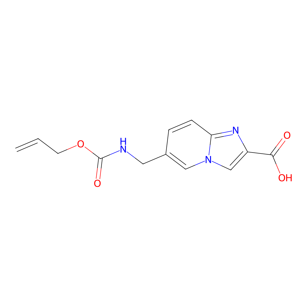 6-({[(Prop-2-en-1-yloxy)carbonyl]amino}methyl)imidazo[1,2-a]pyridine-2-carboxylic acid molecular structure, CAS 2680809-27-0