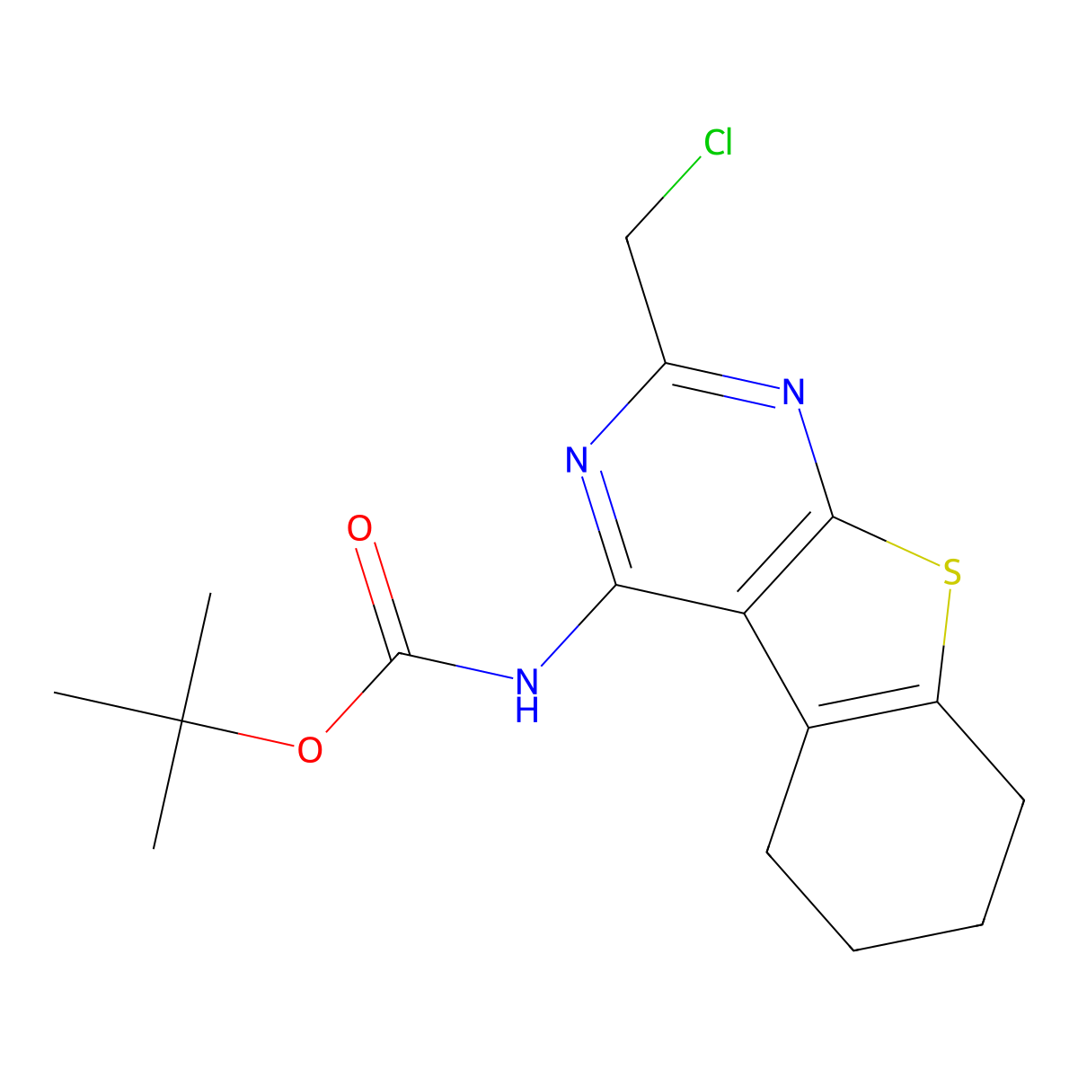 tert-butyl N-[5-(chloromethyl)-8-thia-4,6-diazatricyclo[7.4.0.0,2,7]trideca-1(9),2,4,6-tetraen-3-yl]carbamate molecular structure, CAS 2680809-29-2