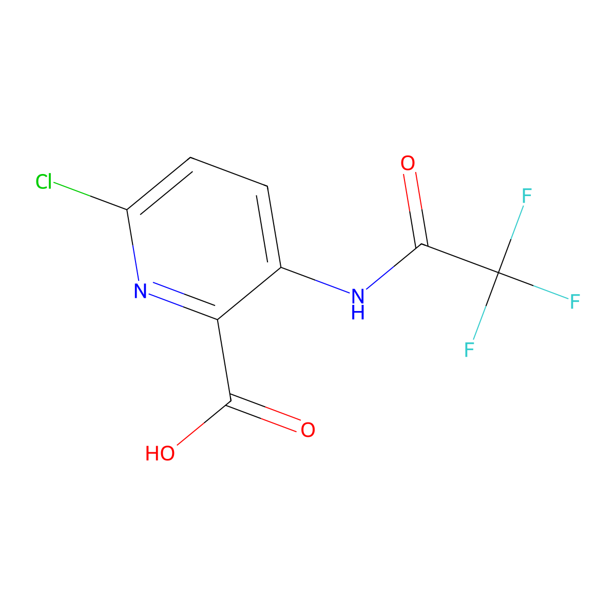 6-Chloro-3-(2,2,2-trifluoroacetamido)pyridine-2-carboxylic acid molecular structure, CAS 2680809-31-6