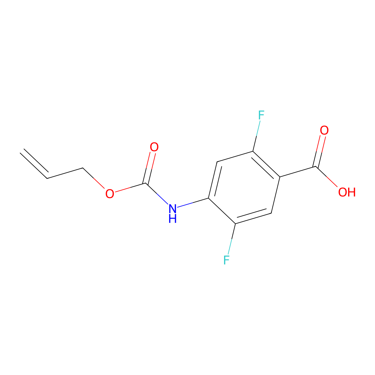 2,5-Difluoro-4-{[(prop-2-en-1-yloxy)carbonyl]amino}benzoic acid molecular structure, CAS 2680809-32-7