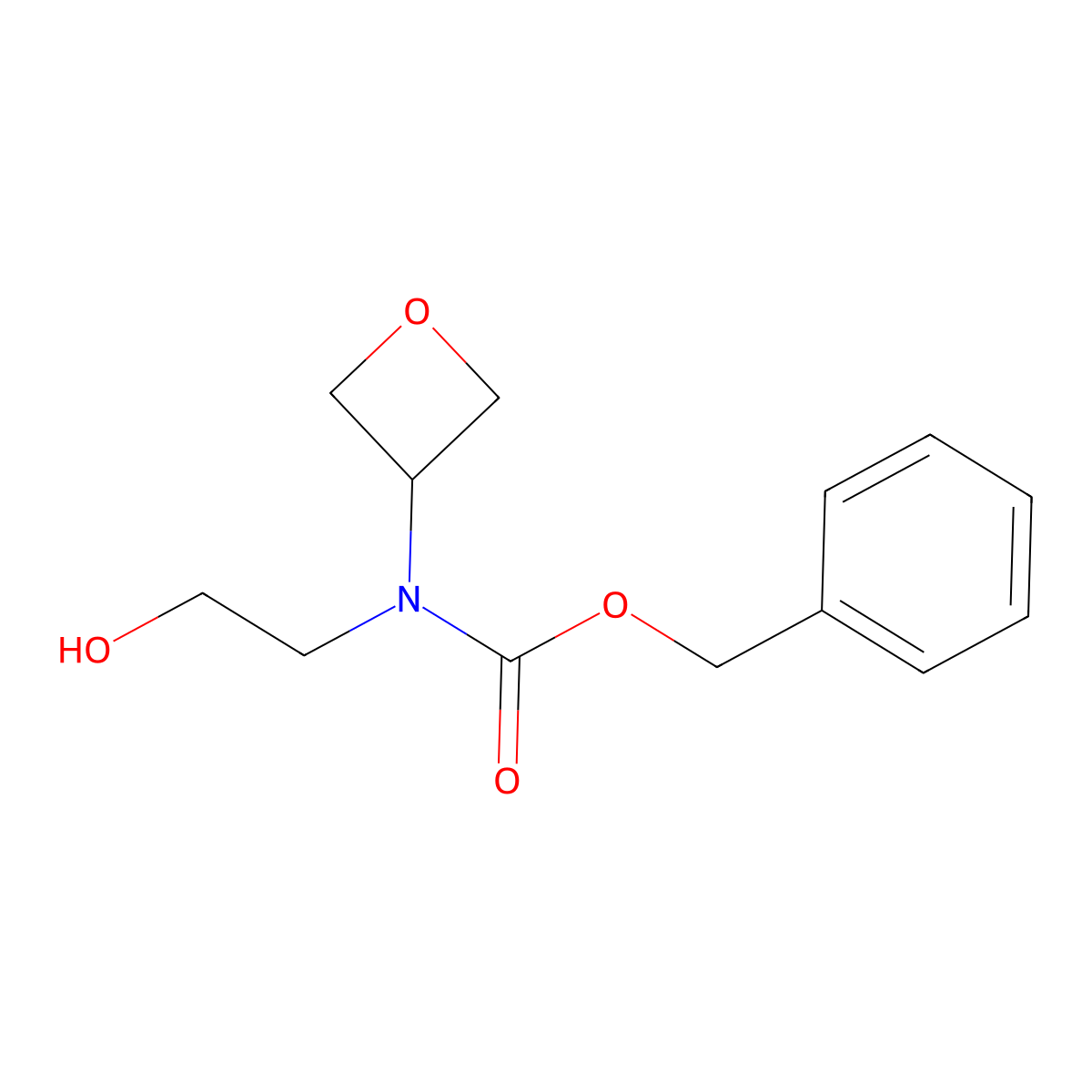 benzyl N-(2-hydroxyethyl)-N-(oxetan-3-yl)carbamate molecular structure, CAS 2680809-46-3