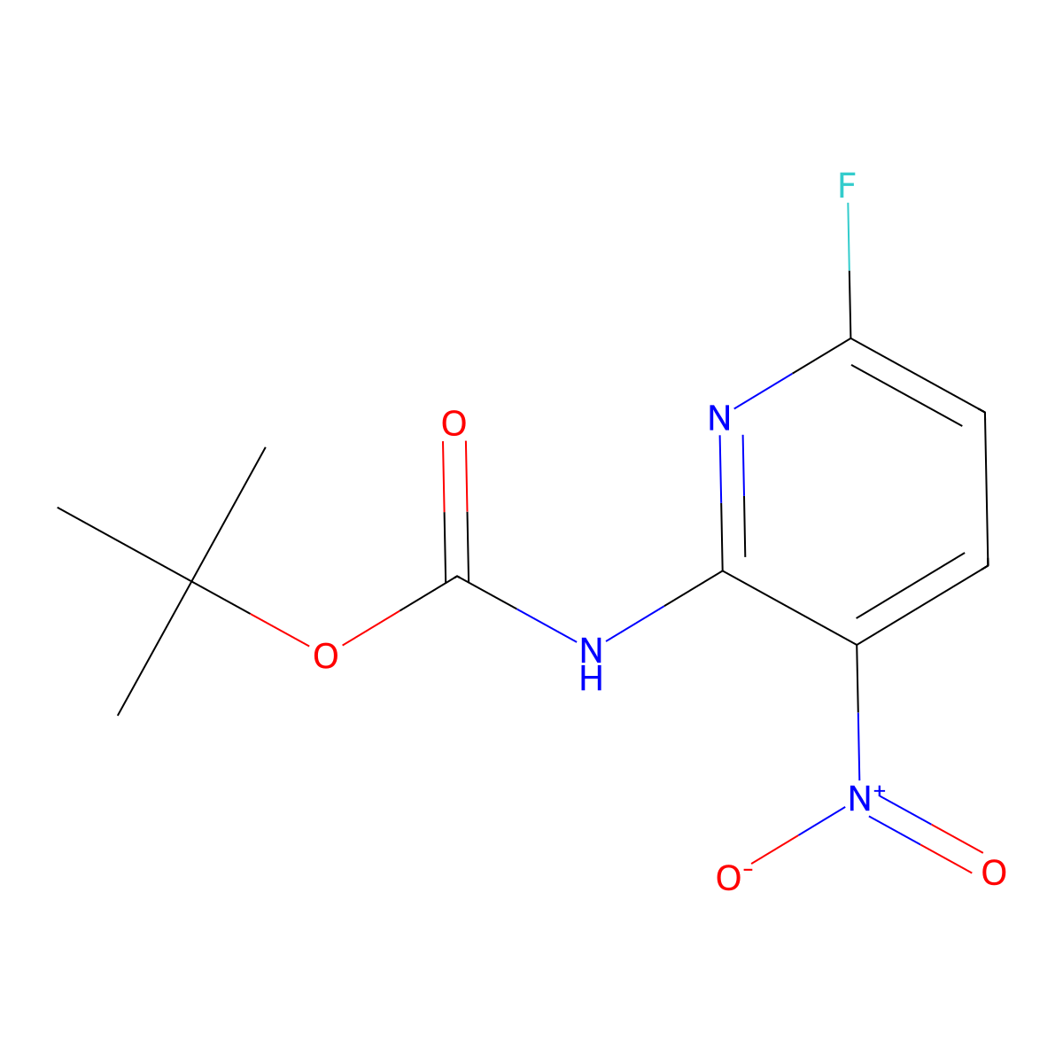 tert-butyl N-(6-fluoro-3-nitropyridin-2-yl)carbamate molecular structure, CAS 2680809-58-7