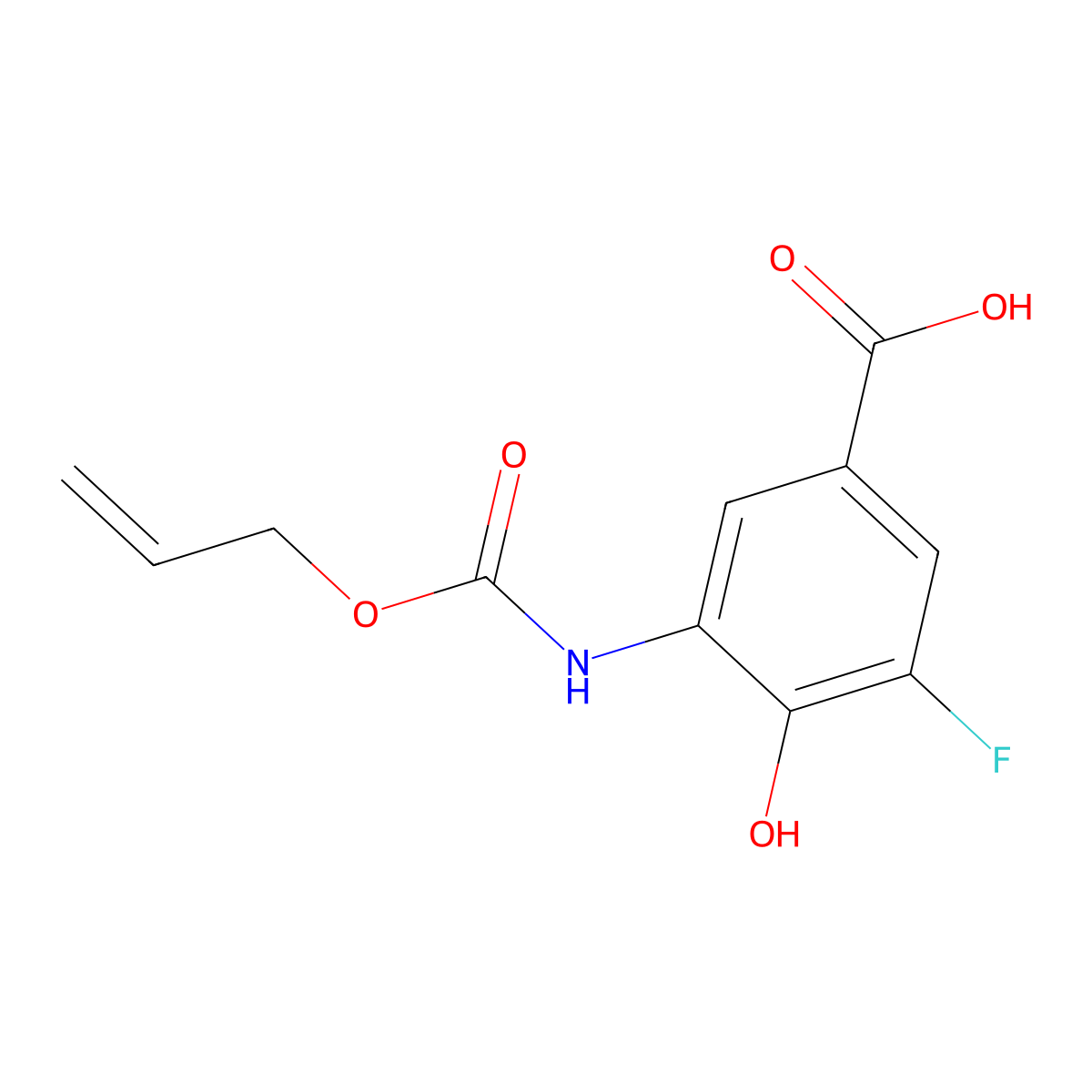 3-Fluoro-4-hydroxy-5-{[(prop-2-en-1-yloxy)carbonyl]amino}benzoic acid molecular structure, CAS 2680809-71-4