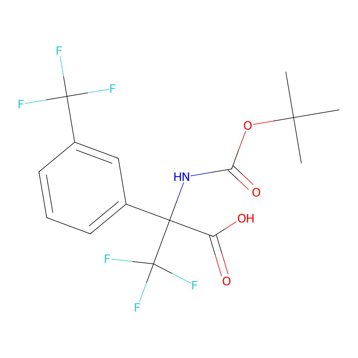 2-{[(Tert-butoxy)carbonyl]amino}-3,3,3-trifluoro-2-[3-(trifluoromethyl)phenyl]propanoic acid molecular structure, CAS 2680809-72-5