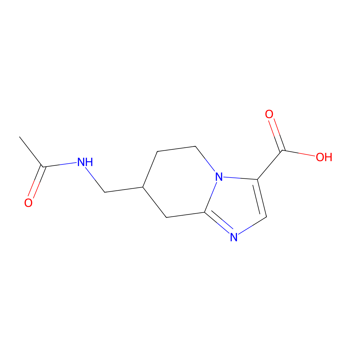 7-(acetamidomethyl)-5H,6H,7H,8H-imidazo[1,2-a]pyridine-3-carboxylic acid molecular structure, CAS 2680809-74-7