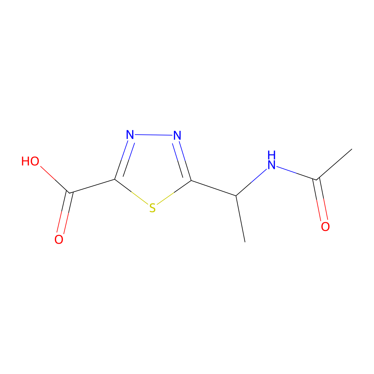 5-(1-Acetamidoethyl)-1,3,4-thiadiazole-2-carboxylic acid molecular structure, CAS 2680809-80-5