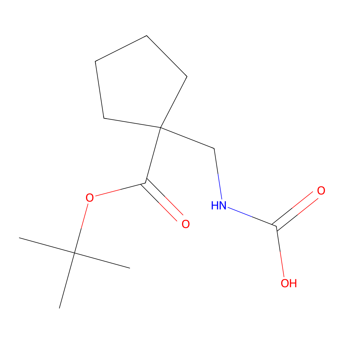 ({1-[(Tert-butoxy)carbonyl]cyclopentyl}methyl)carbamic acid molecular structure, CAS 2680809-84-9