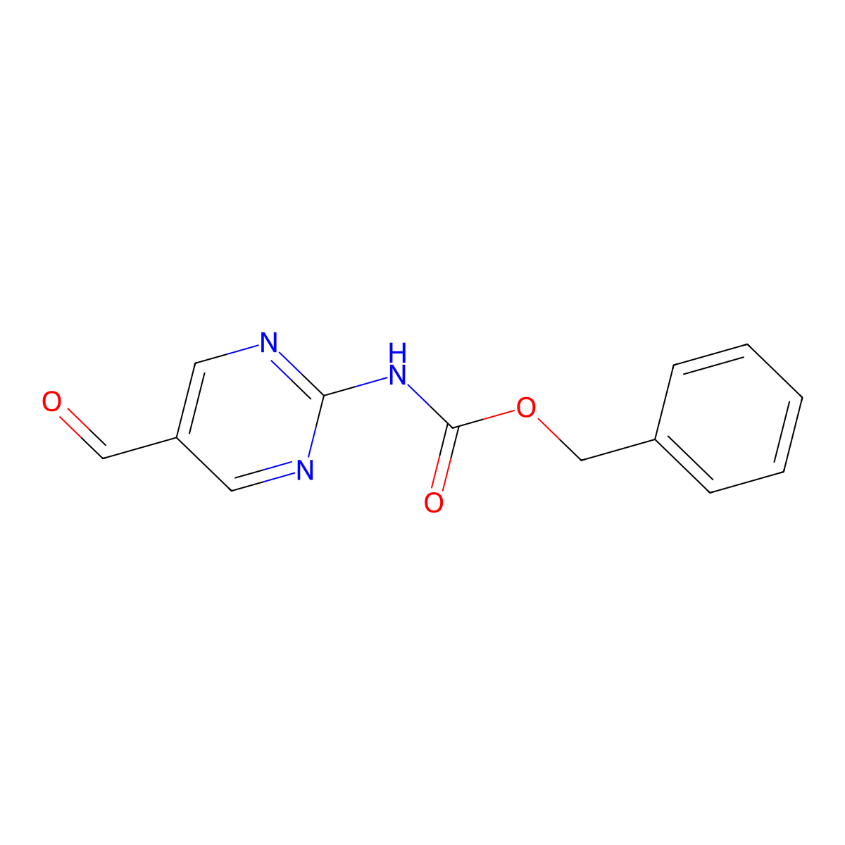 benzyl N-(5-formylpyrimidin-2-yl)carbamate molecular structure, CAS 2680810-08-4