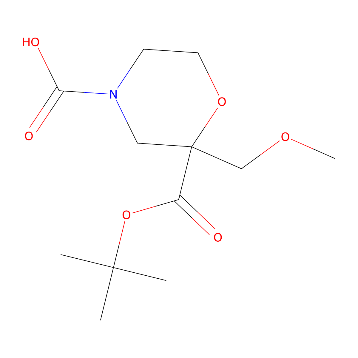2-[(Tert-butoxy)carbonyl]-2-(methoxymethyl)morpholine-4-carboxylic acid molecular structure, CAS 2680810-16-4
