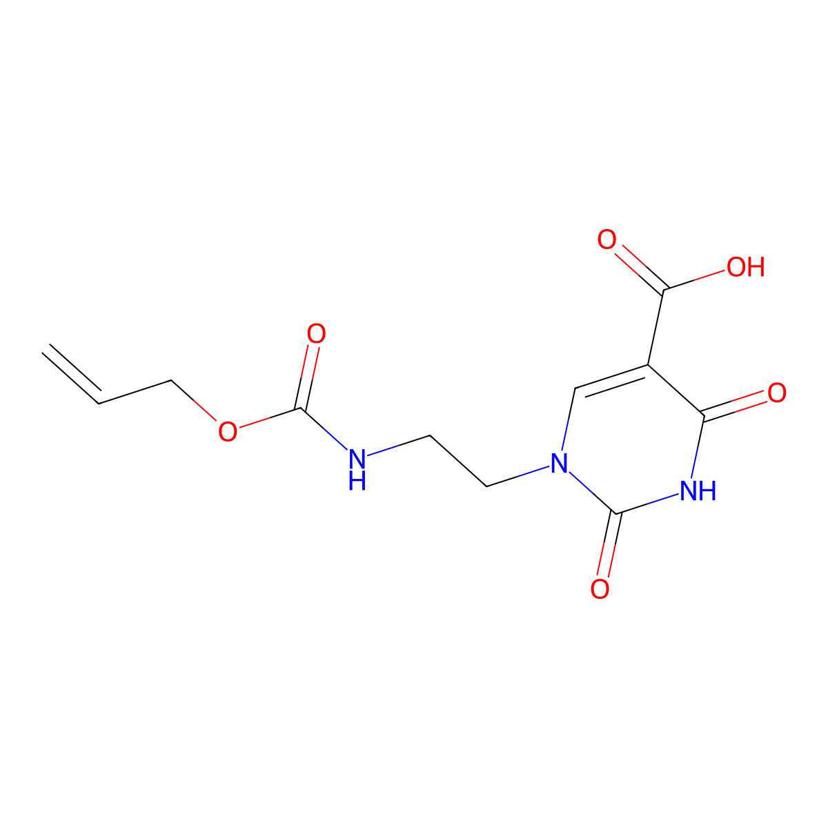 2,4-Dioxo-1-(2-{[(prop-2-en-1-yloxy)carbonyl]amino}ethyl)-1,2,3,4-tetrahydropyrimidine-5-carboxylic acid molecular structure, CAS 2680810-17-5