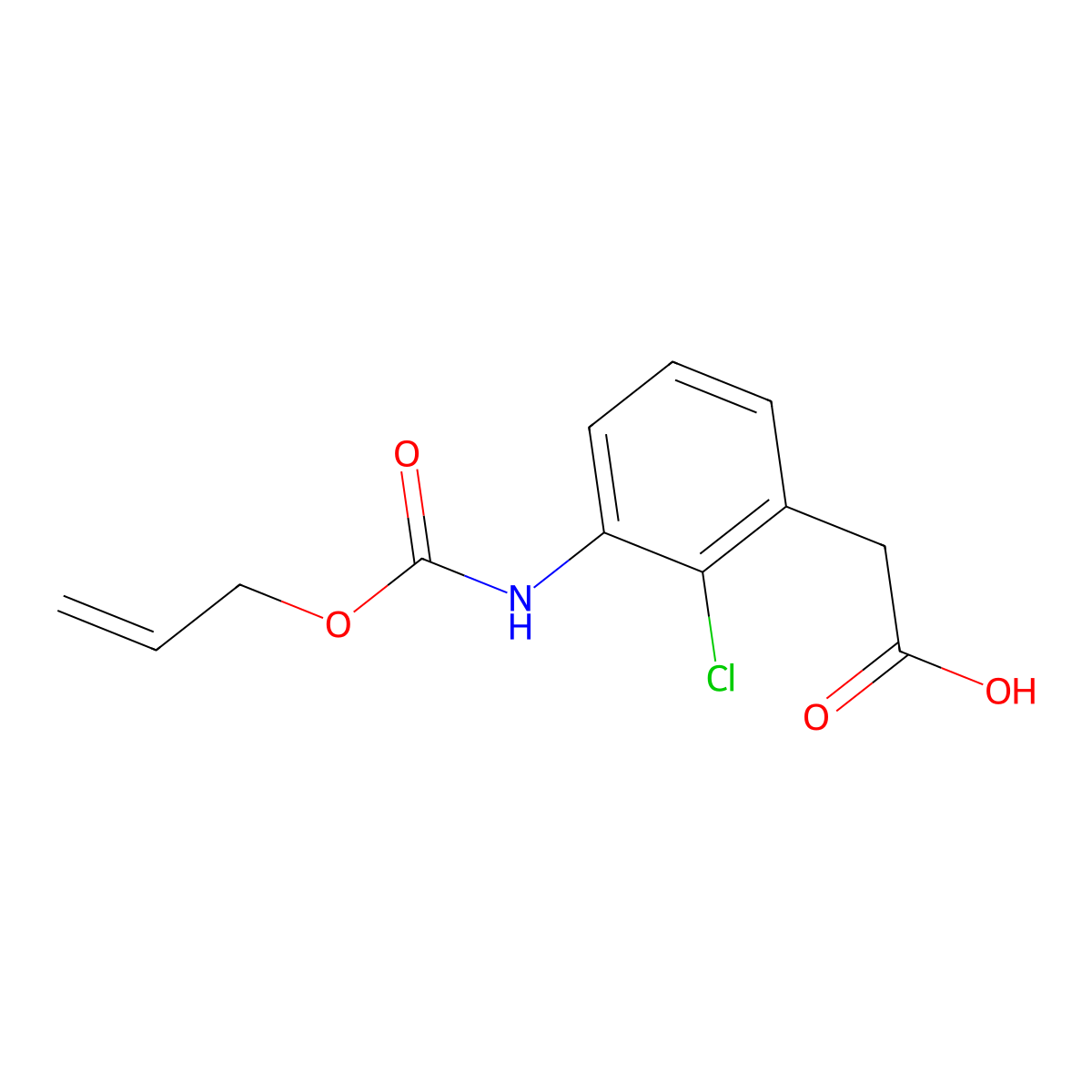 2-(2-Chloro-3-{[(prop-2-en-1-yloxy)carbonyl]amino}phenyl)acetic acid molecular structure, CAS 2680810-19-7