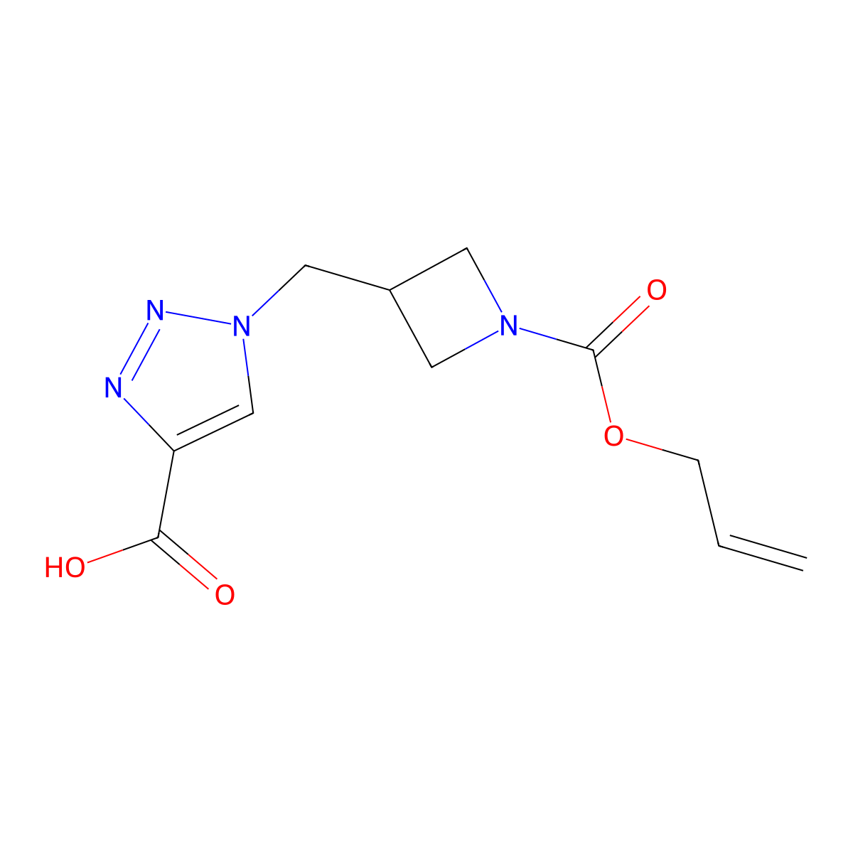 1-({1-[(prop-2-en-1-yloxy)carbonyl]azetidin-3-yl}methyl)-1H-1,2,3-triazole-4-carboxylic acid molecular structure, CAS 2680810-27-7