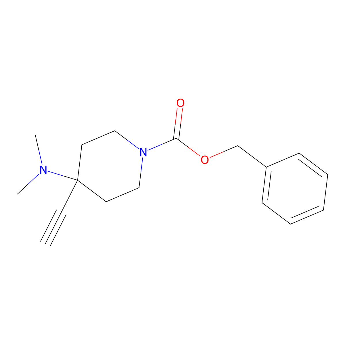Benzyl 4-(dimethylamino)-4-ethynylpiperidine-1-carboxylate molecular structure, CAS 2680810-28-8