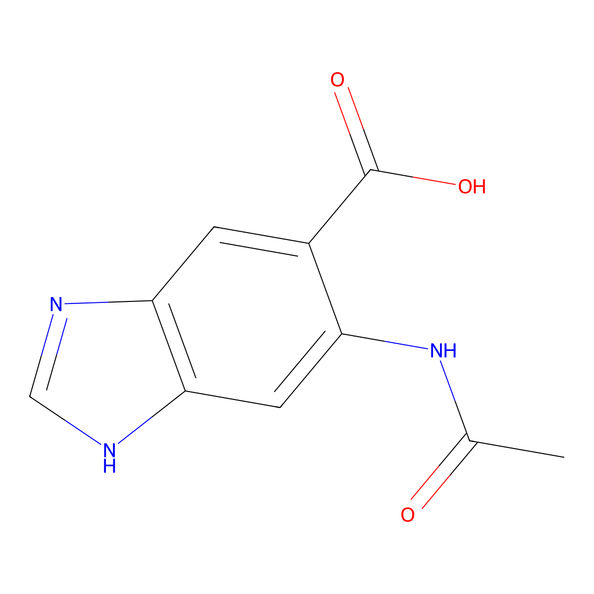 6-acetamido-1H-1,3-benzodiazole-5-carboxylic acid molecular structure, CAS 2680810-37-9