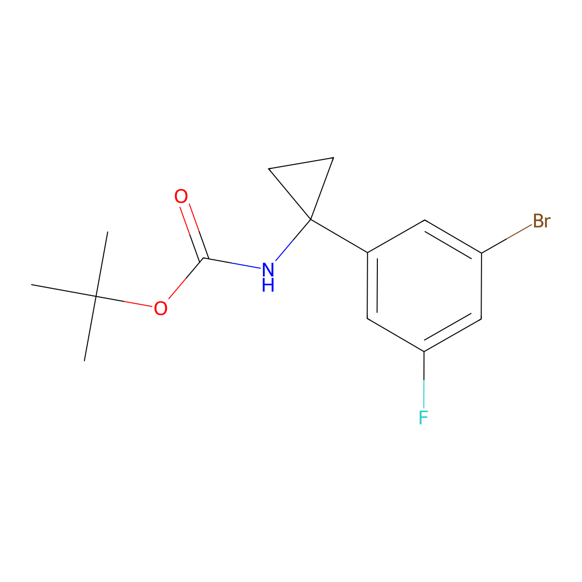 tert-Butyl (1-(3-bromo-5-fluorophenyl)cyclopropyl)carbamate molecular structure, CAS 2680810-44-8