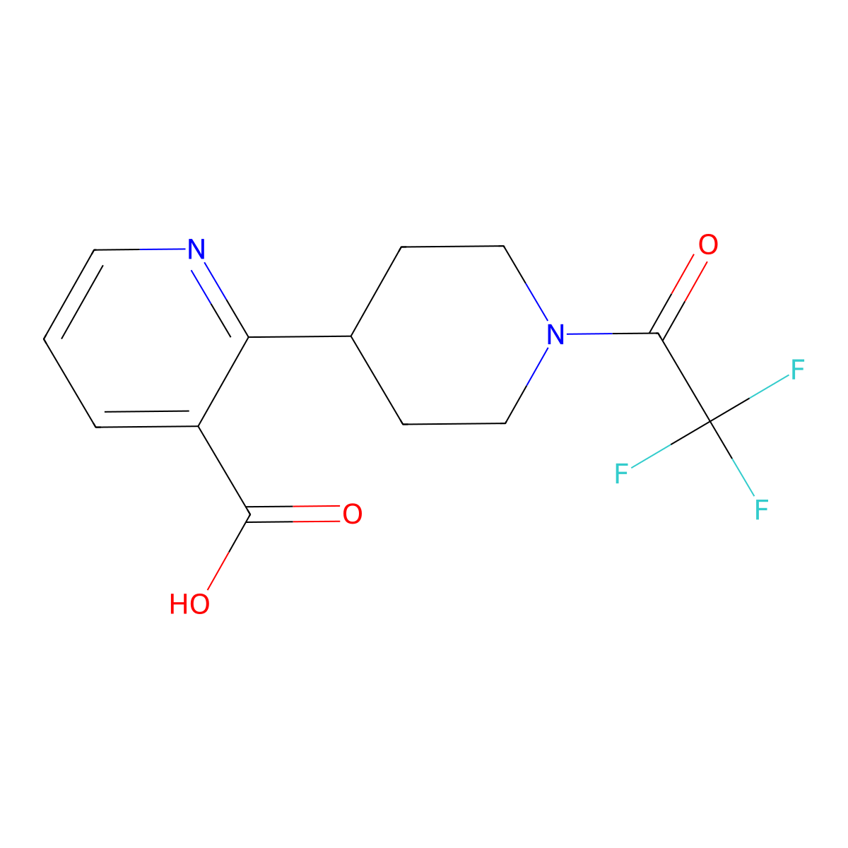 2-[1-(2,2,2-Trifluoroacetyl)piperidin-4-yl]pyridine-3-carboxylic acid molecular structure, CAS 2680810-48-2