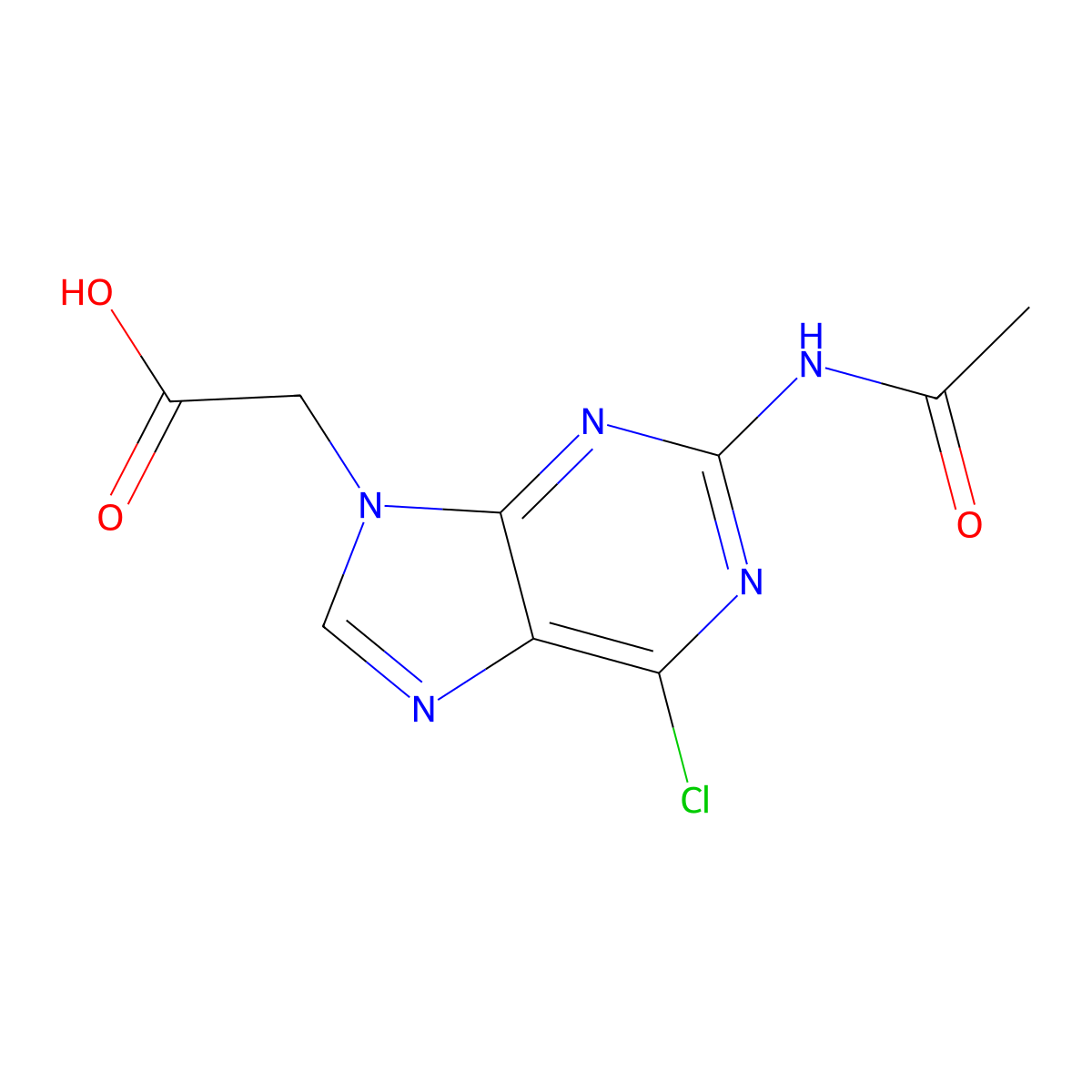 2-(6-chloro-2-acetamido-9H-purin-9-yl)acetic acid molecular structure, CAS 2680810-51-7