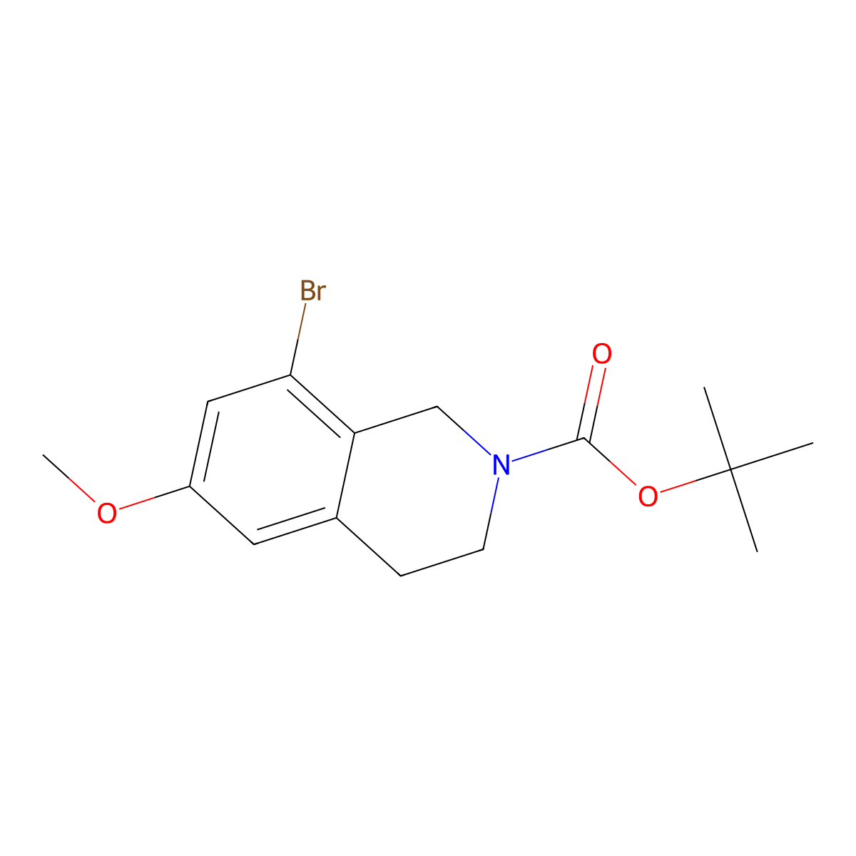 Tert-butyl 8-bromo-6-methoxy-1,2,3,4-tetrahydroisoquinoline-2-carboxylate molecular structure, CAS 2680810-54-0