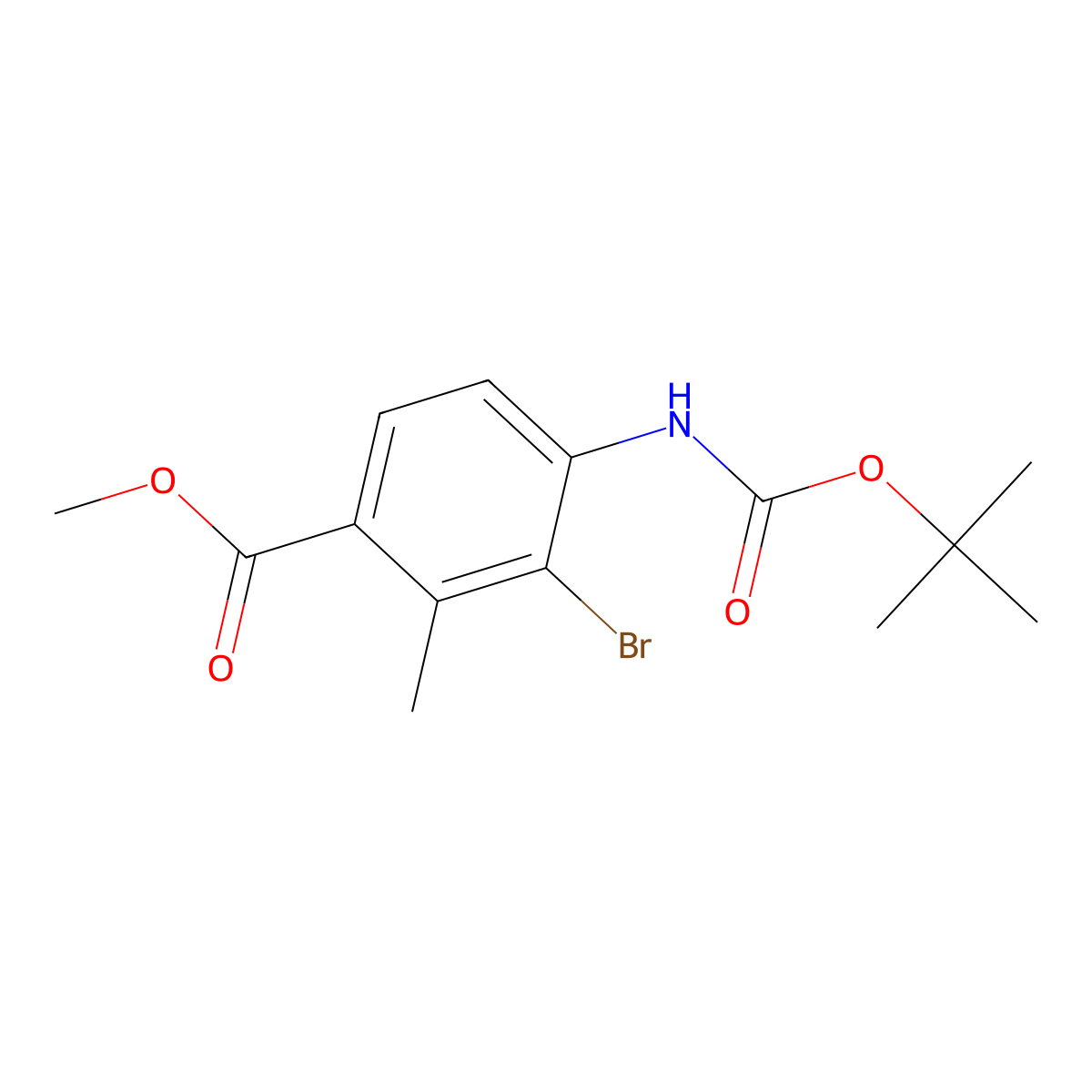 Methyl 3-bromo-4-{[(tert-butoxy)carbonyl]amino}-2-methylbenzoate molecular structure, CAS 2680810-59-5