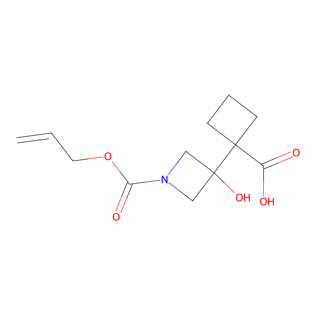 1-{3-Hydroxy-1-[(prop-2-en-1-yloxy)carbonyl]azetidin-3-yl}cyclobutane-1-carboxylic acid molecular structure, CAS 2680810-64-2