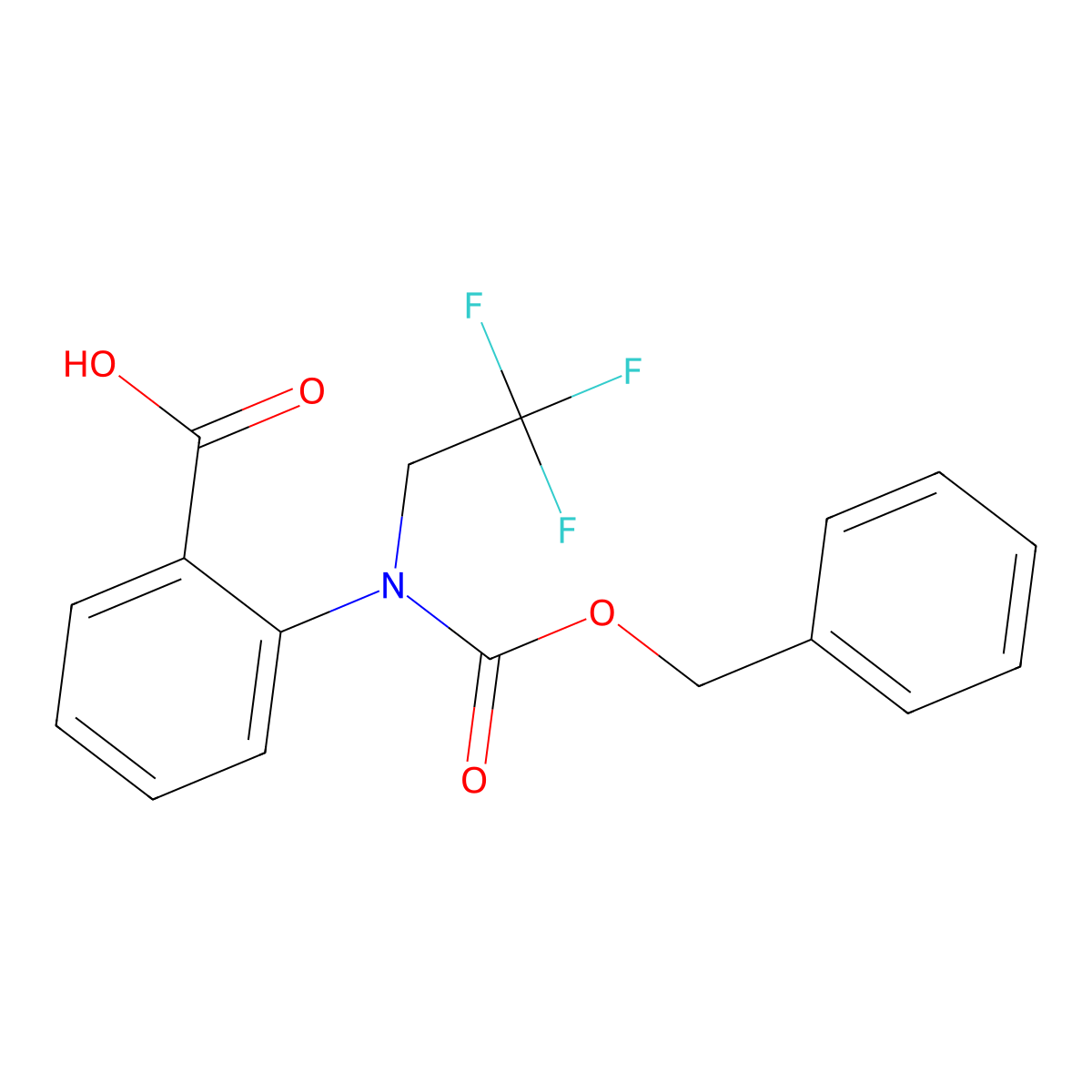2-{[(Benzyloxy)carbonyl](2,2,2-trifluoroethyl)amino}benzoic acid molecular structure, CAS 2680810-68-6
