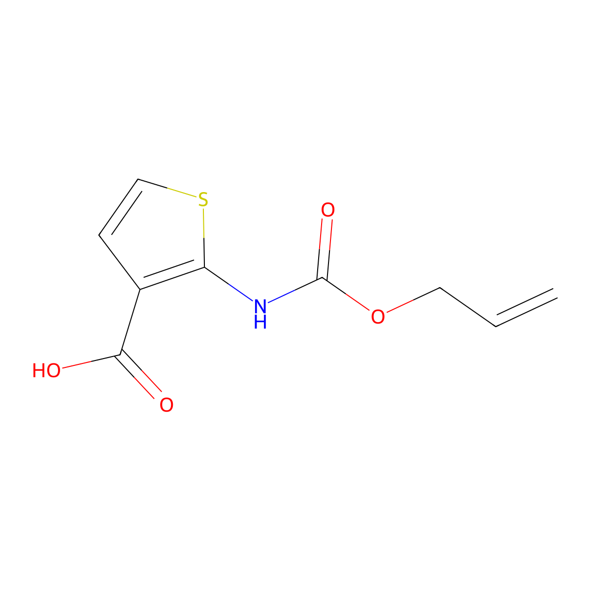 2-{[(Prop-2-en-1-yloxy)carbonyl]amino}thiophene-3-carboxylic acid molecular structure, CAS 2680810-71-1