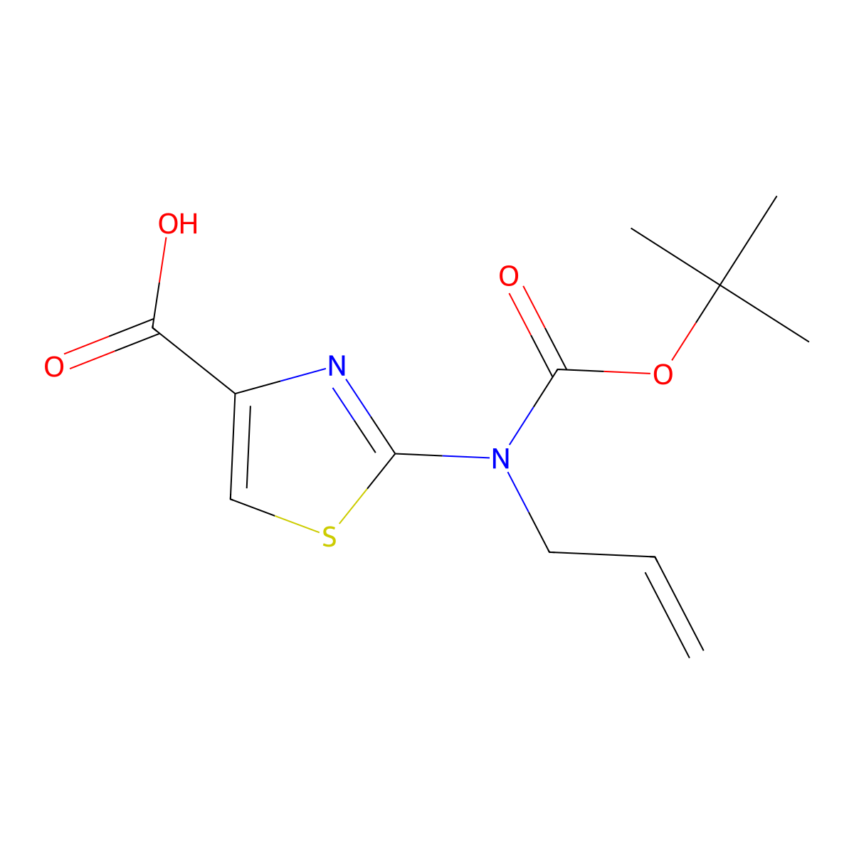 2-{[(Tert-butoxy)carbonyl](prop-2-en-1-yl)amino}-1,3-thiazole-4-carboxylic acid molecular structure, CAS 2680810-82-4