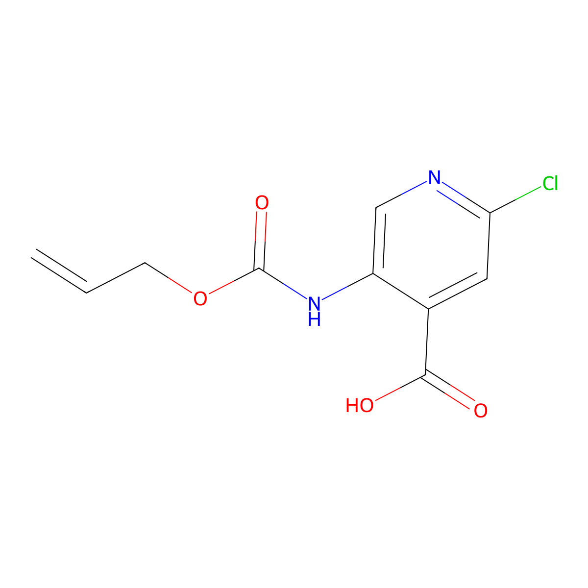 2-Chloro-5-{[(prop-2-en-1-yloxy)carbonyl]amino}pyridine-4-carboxylic acid molecular structure, CAS 2680810-85-7