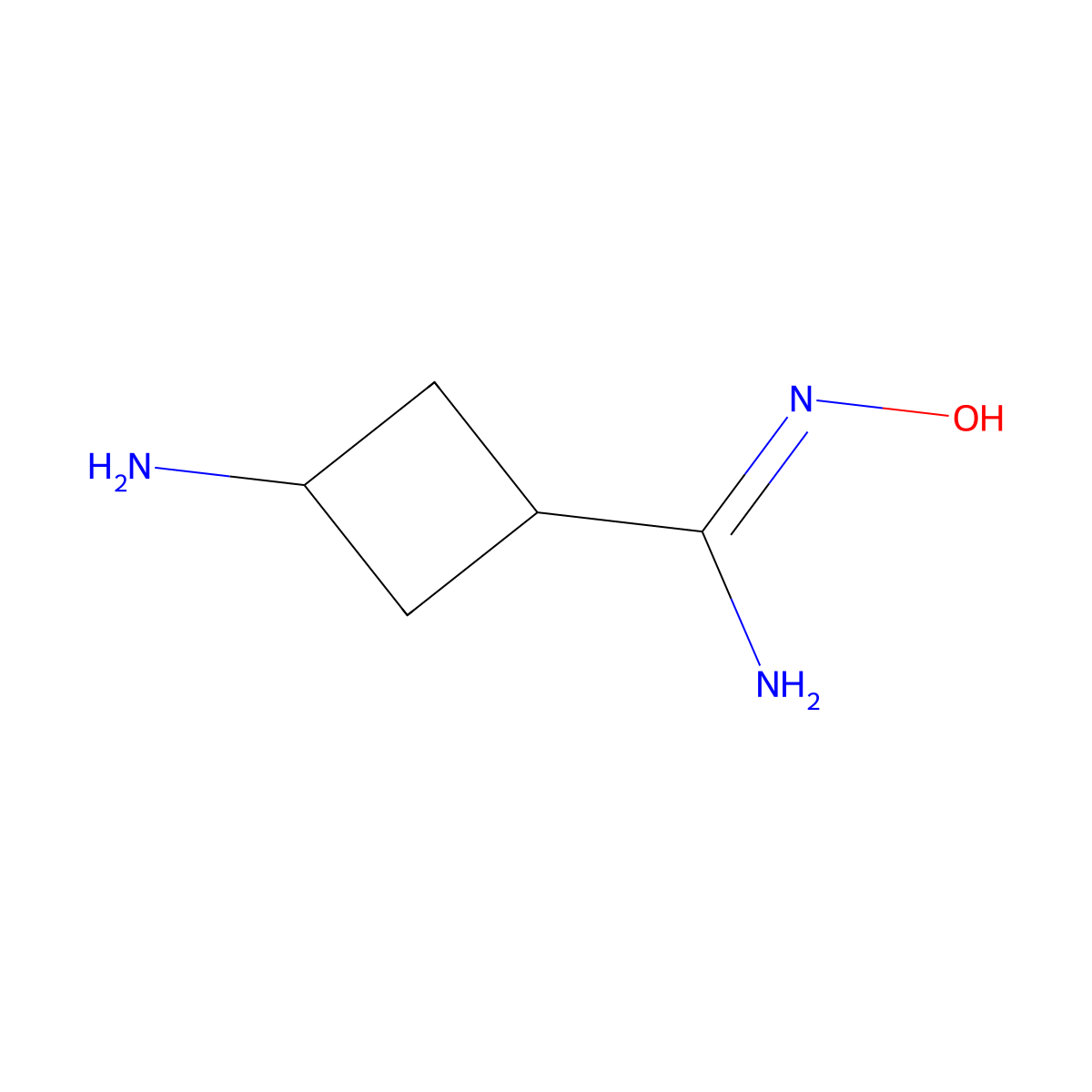 3-amino-N-hydroxycyclobutane-1-carboximidamide molecular structure, CAS 2680810-87-9