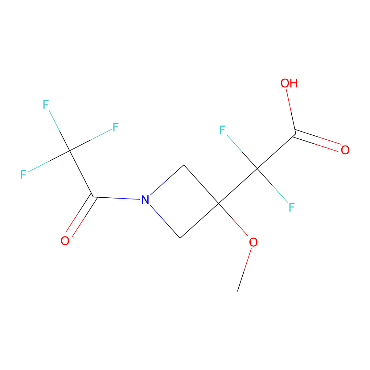 2,2-Difluoro-2-[3-methoxy-1-(2,2,2-trifluoroacetyl)azetidin-3-yl]acetic acid molecular structure, CAS 2680810-93-7