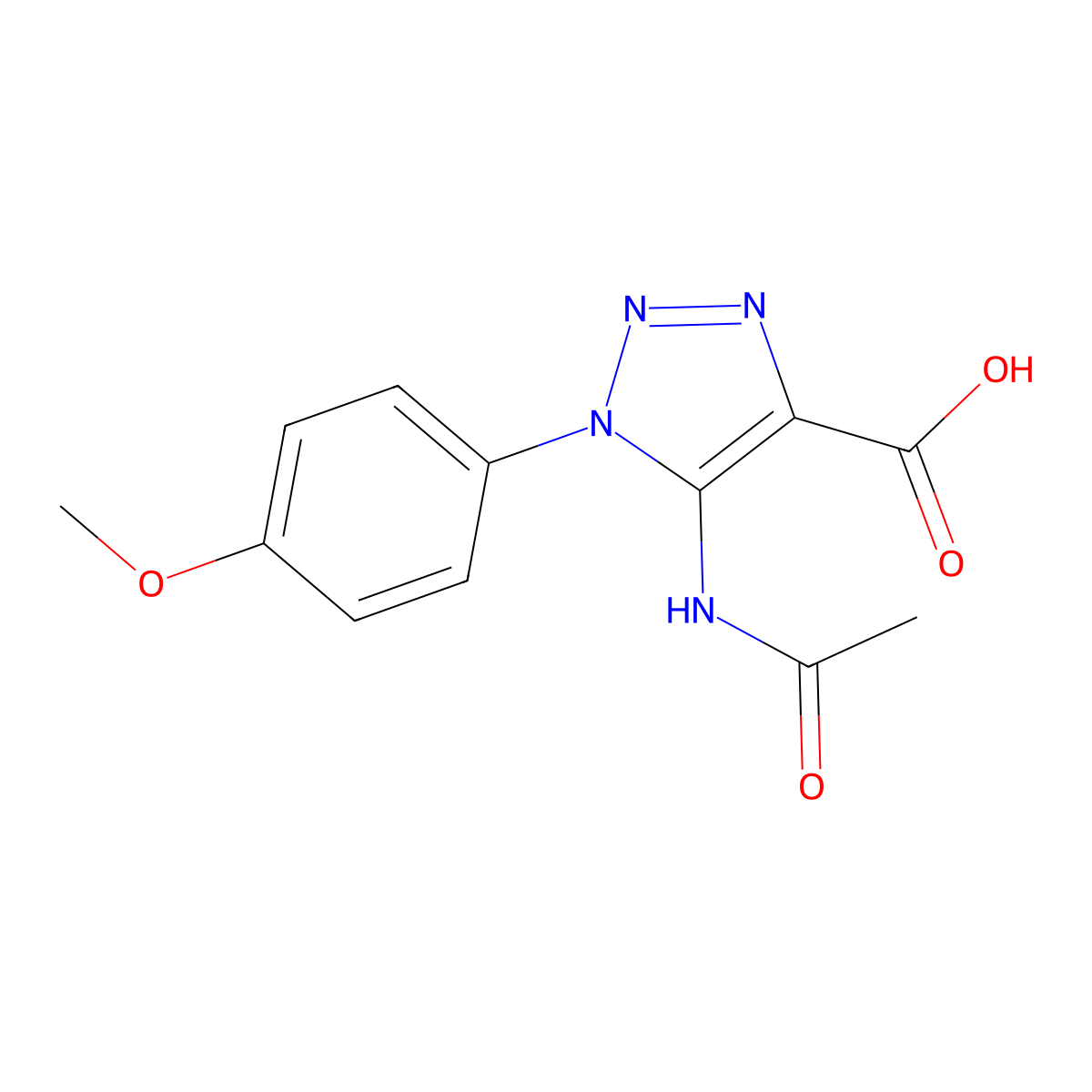 5-acetamido-1-(4-methoxyphenyl)-1H-1,2,3-triazole-4-carboxylic acid molecular structure, CAS 2680810-96-0