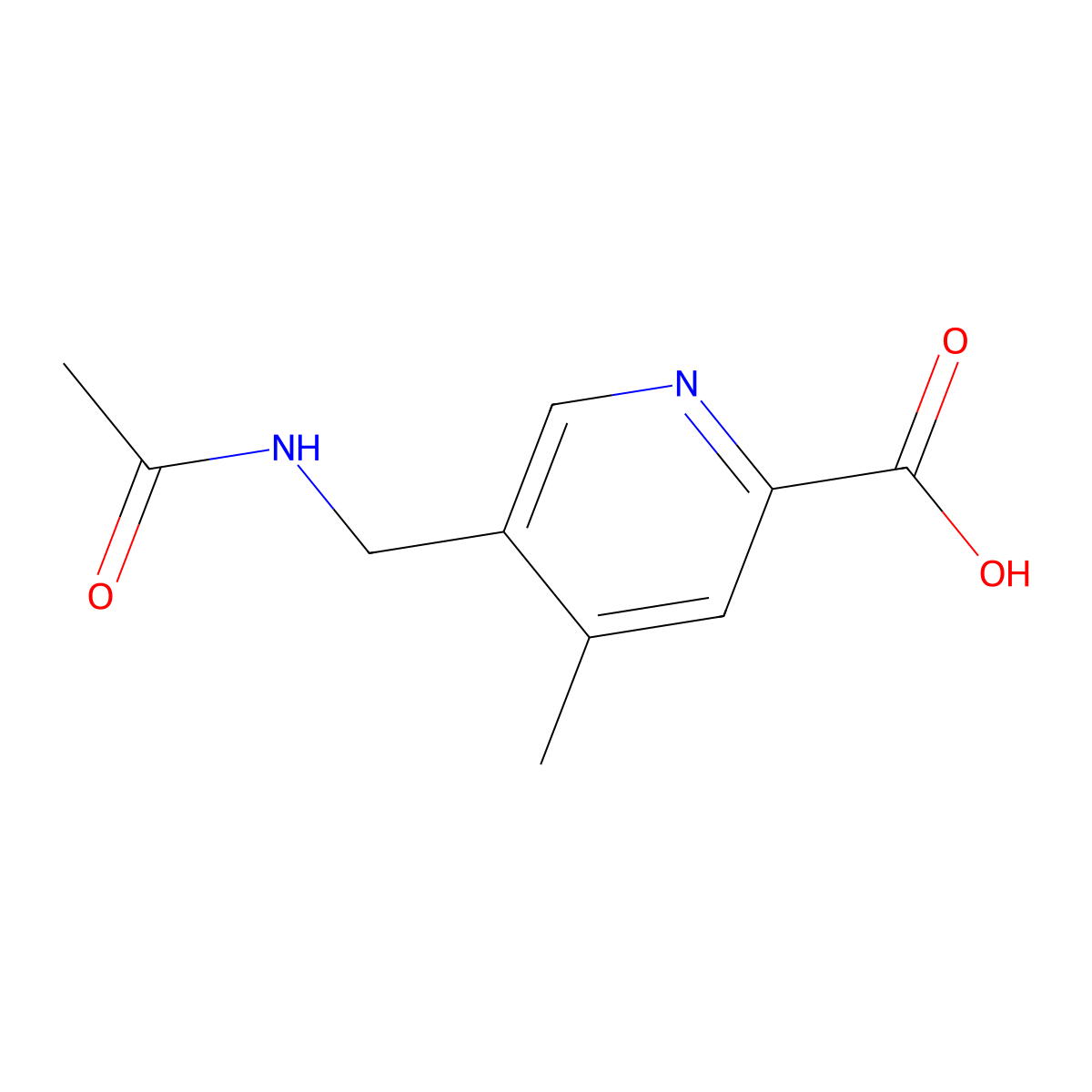 5-(Acetamidomethyl)-4-methylpyridine-2-carboxylic acid molecular structure, CAS 2680810-98-2