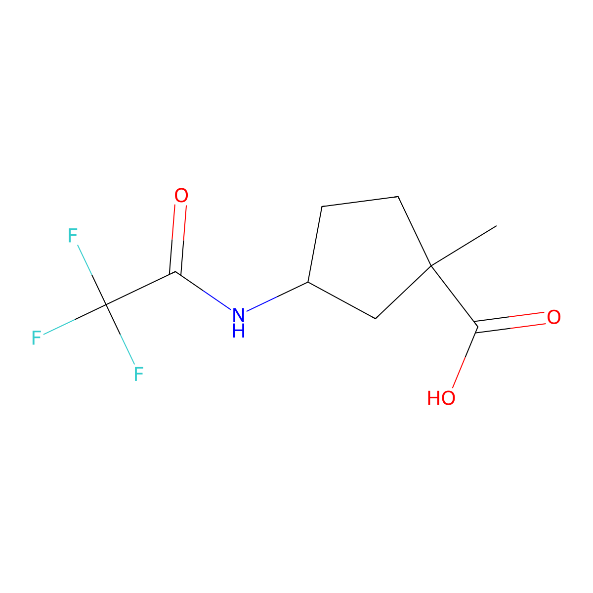 1-Methyl-3-(trifluoroacetamido)cyclopentane-1-carboxylic acid molecular structure, CAS 2680810-99-3