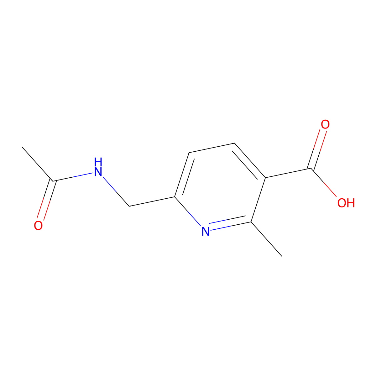 6-(Acetamidomethyl)-2-methylpyridine-3-carboxylic acid molecular structure, CAS 2680811-01-0